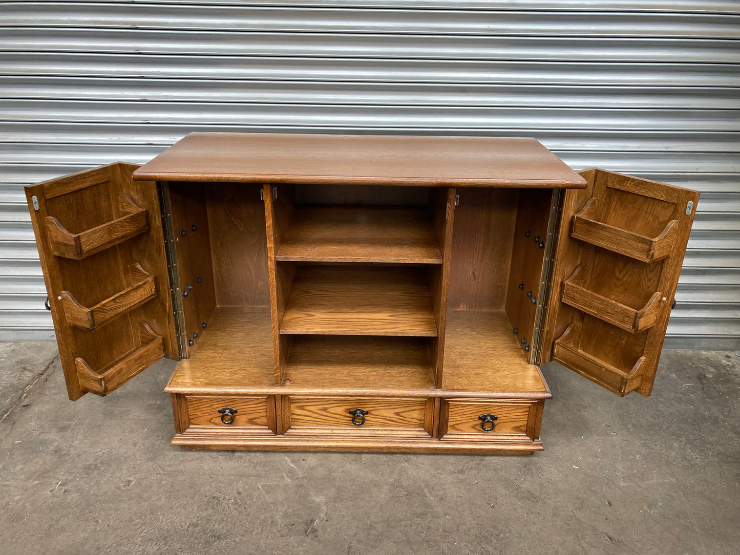 Solid oak storage unit