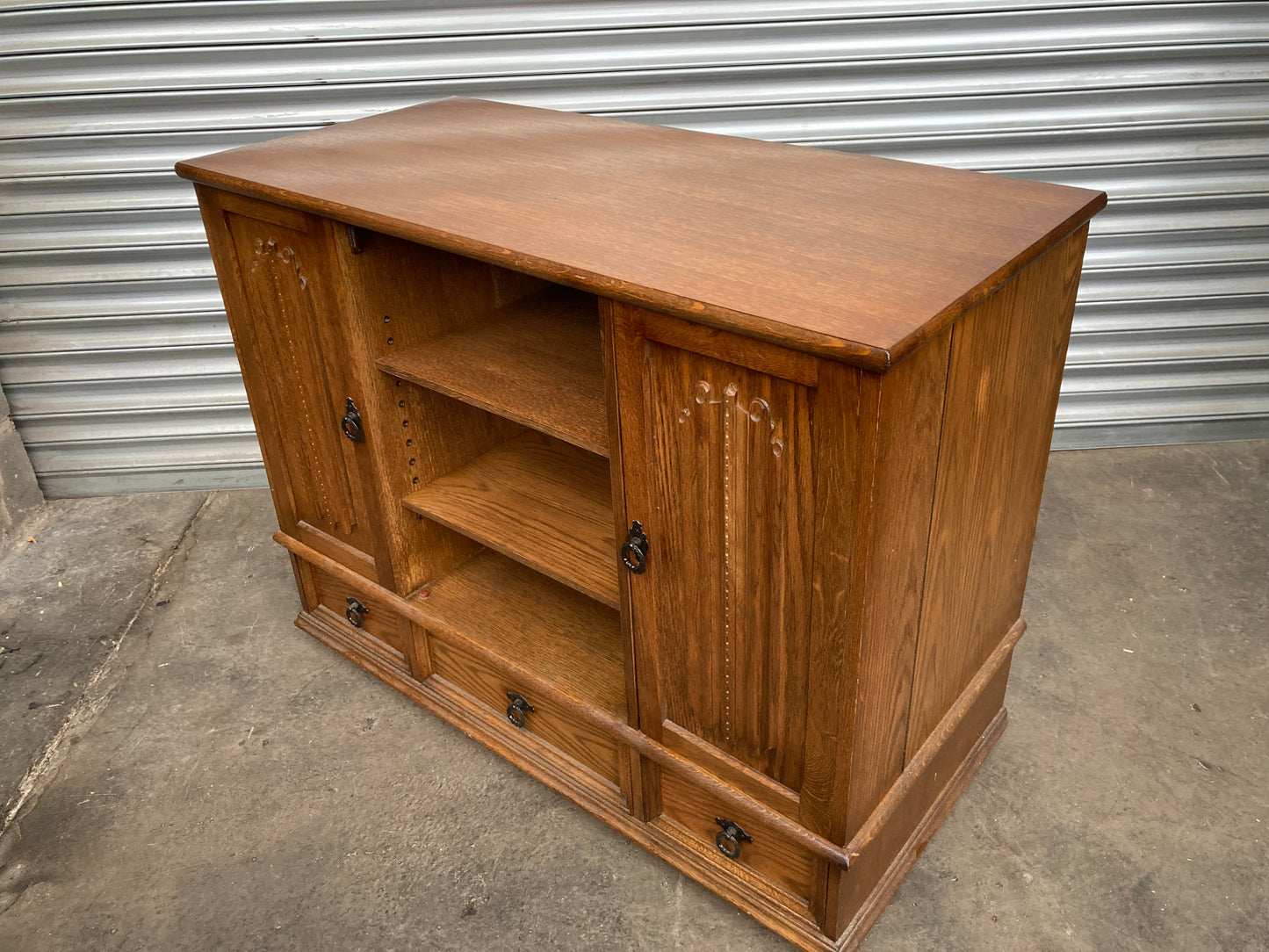 Solid oak storage unit