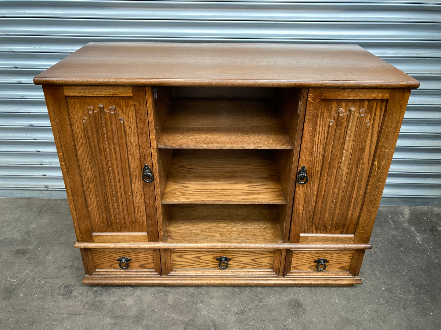Solid oak storage unit