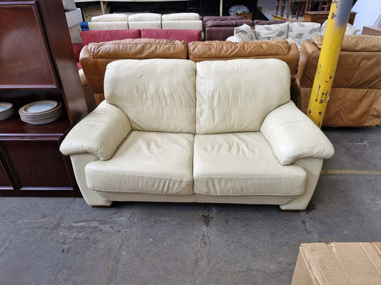 Cream leather 2 seater sofa