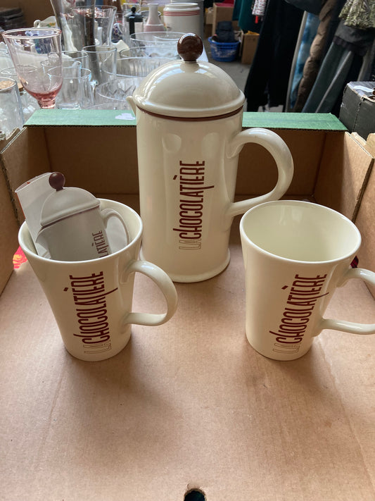 ☕️ Crate & Barrel La Chocolatière Hot Chocolate Set 🍫